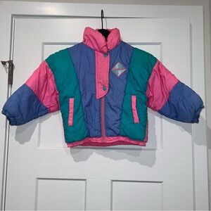 VINTAGE 80s 90s OshKosh B’Gosh Colorblock Puffer Jacket | Size Kids 4